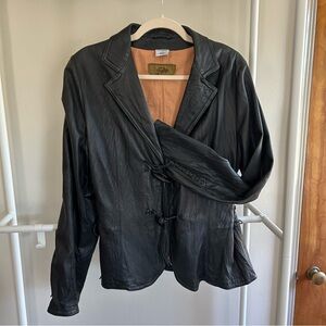 Fulop black leather jacket with lacing